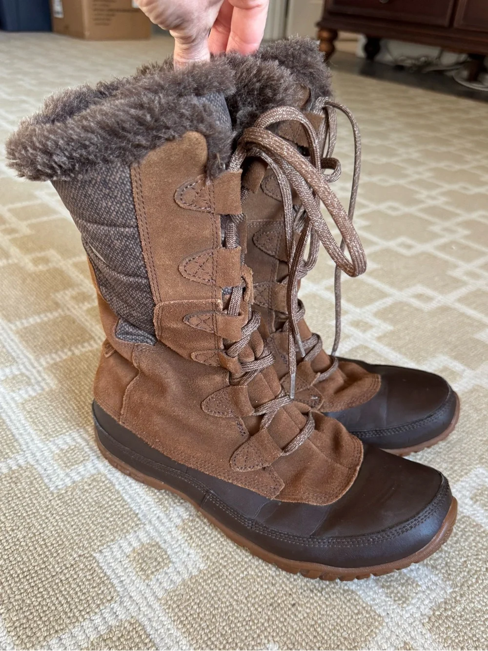 The North Face Nuptse Purna Waterproof Insulated Winter Boots Brown Size 9.5